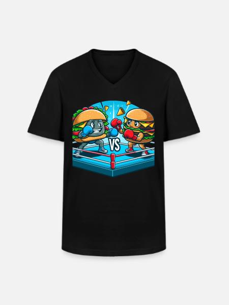 Hamburger de boxe - T-shirt col V Homme - noir
