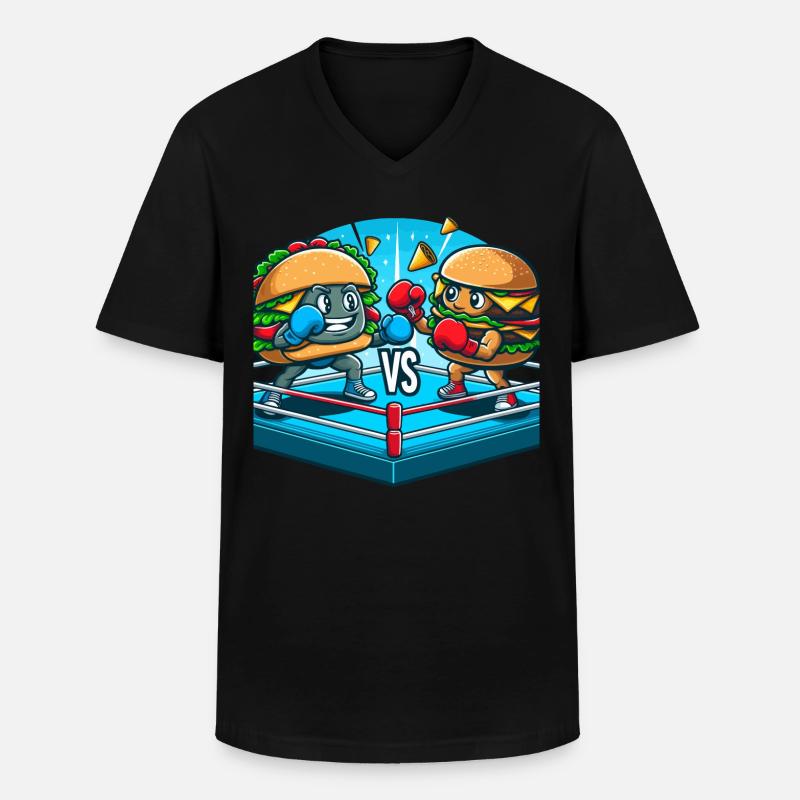 Boxing Hamburger - Men's V-Neck T-Shirt - black