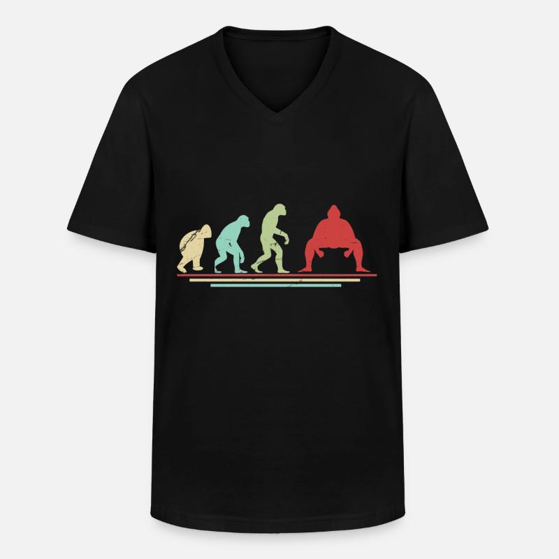 Sumo-Evolution - Männer-T-Shirt mit V-Ausschnitt - Schwarz