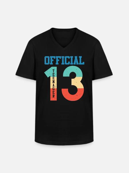 Official Teenager 13th Birthday Gift Vintage - Men's V-Neck T-Shirt - black