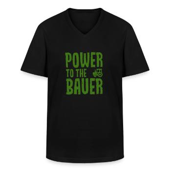 Power to the Bauer - Denglisch- Jungbauer Landwirt - Männer-T-Shirt mit V-Ausschnitt - Schwarz - Vorne - AI Model Male 178 dark (178cm)