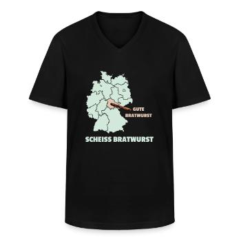 Thüringen Bratwurst Bratwürste Senf Geschenk - Männer-T-Shirt mit V-Ausschnitt - Schwarz - Vorne - AI Model Male 178 dark (178cm)