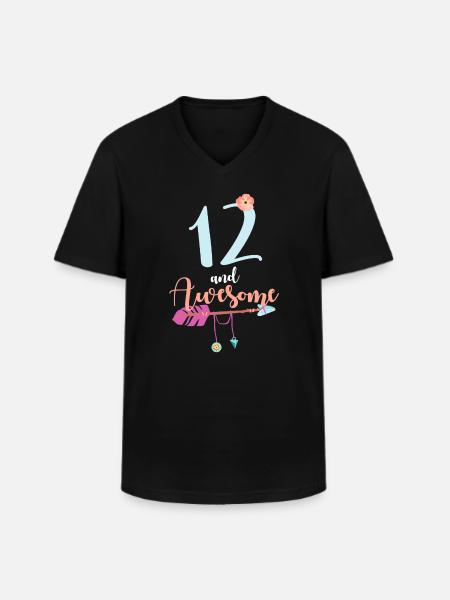 Teenager 12 years 2009 12th birthday girl woman - Men's V-Neck T-Shirt - black