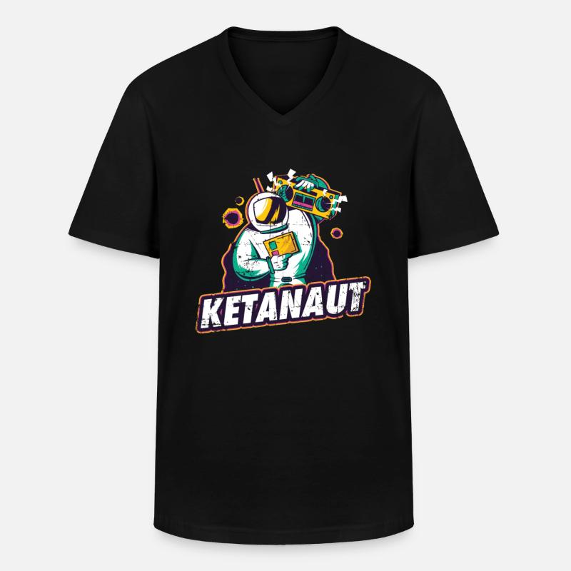 Keta tanzen Astronaut Techno Underground - Männer-T-Shirt mit V-Ausschnitt - Schwarz