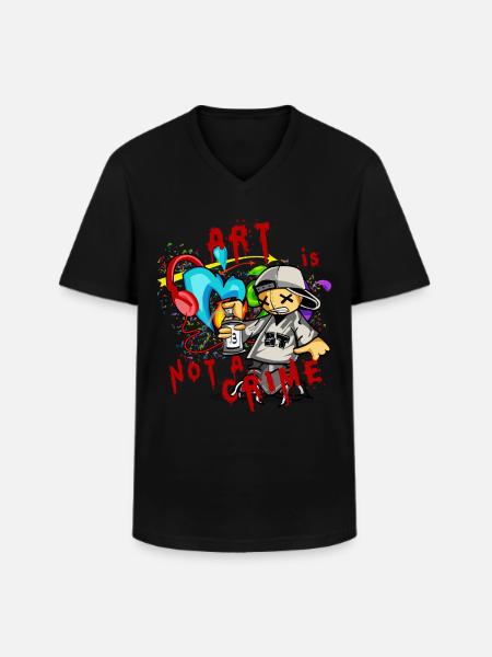 Art is not a crime sprayer - Men's V-Neck T-Shirt - black