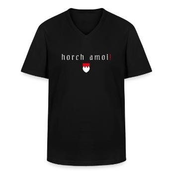 Fränkischer Dialekt Franken Wappen Horch Amol - Männer-T-Shirt mit V-Ausschnitt - Schwarz - Vorne - AI Model Male 178 dark (178cm)