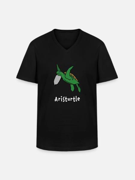 Filosofía de la tortuga del filósofo Aristóteles - Camiseta con cuello de pico hombre - negro