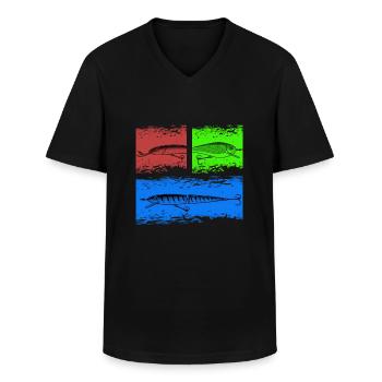 Leurres de Streetfishing Predator - T-shirt col V Homme - noir - Devant - AI Model Male 178 dark (178cm)
