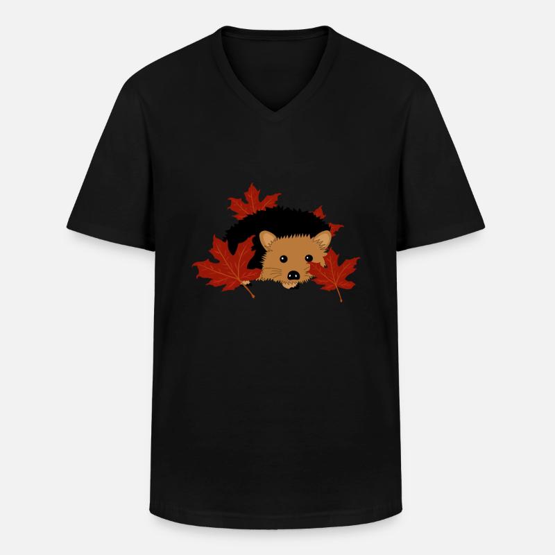 Herbst - Männer-T-Shirt mit V-Ausschnitt - Schwarz