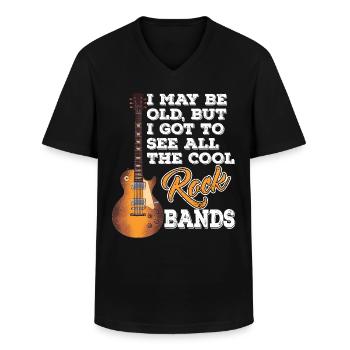 I May Be Old But I See All the Cool Rock Bands - Männer-T-Shirt mit V-Ausschnitt - Schwarz - Vorne - AI Model Male 178 dark (178cm)