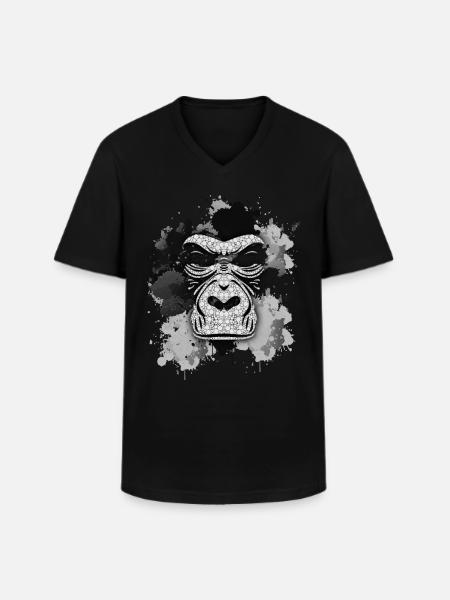 Gorilla - Men's V-Neck T-Shirt - black