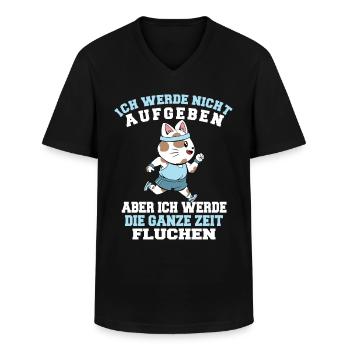 Ich werde nicht aufgeben Läufer Katze Joggen - Männer-T-Shirt mit V-Ausschnitt - Schwarz - Vorne - AI Model Male 178 dark (178cm)