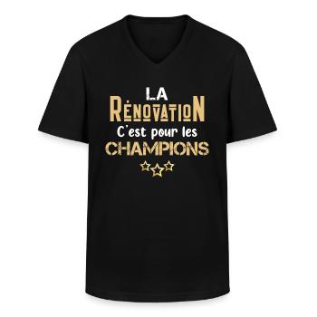 Rénovation, humour métier, profession, chantier - T-shirt col V Homme - noir - Devant - AI Model Male 178 dark (178cm)
