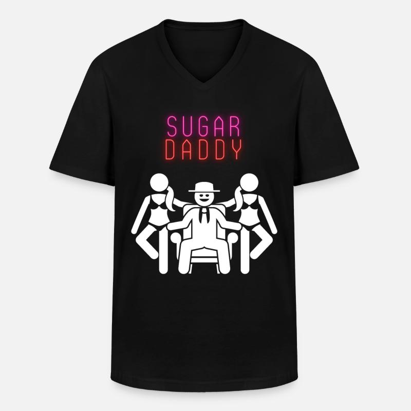 Sugar Daddy White Pink Red - Männer-T-Shirt mit V-Ausschnitt - Schwarz