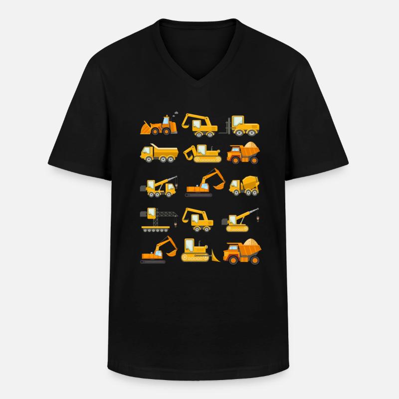 Construction Diggers Trucks Vehicles Design - Männer-T-Shirt mit V-Ausschnitt - Schwarz