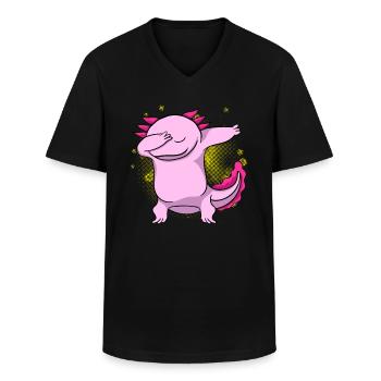 Dabbing Axolotl - Männer-T-Shirt mit V-Ausschnitt - Schwarz - Vorne - AI Model Male 178 dark (178cm)
