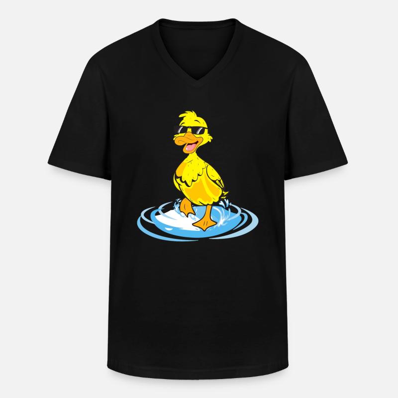 Ente Cool - Männer-T-Shirt mit V-Ausschnitt - Schwarz