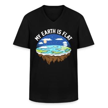 flat earth global lockdown the conspiracy - T-shirt col V Homme - noir - Devant - AI Model Male 178 dark (178cm)