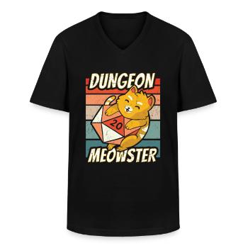 Dungeon Meowster Shirt für RPG Gamer - Männer-T-Shirt mit V-Ausschnitt - Schwarz - Vorne - AI Model Male 178 dark (178cm)