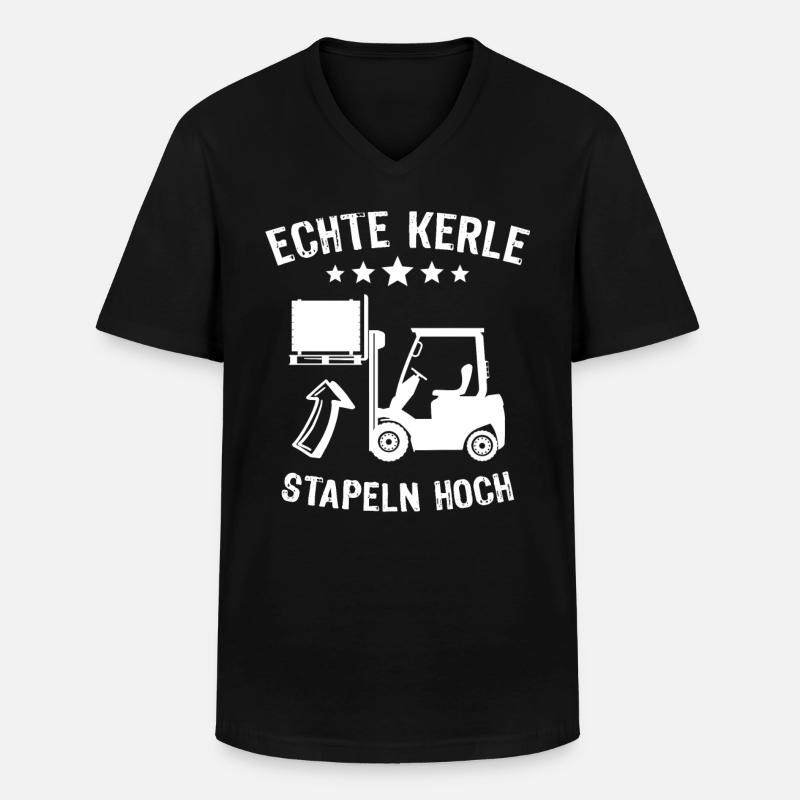 Gabelstapler Stapler Staplerfahrer - Männer-T-Shirt mit V-Ausschnitt - Schwarz