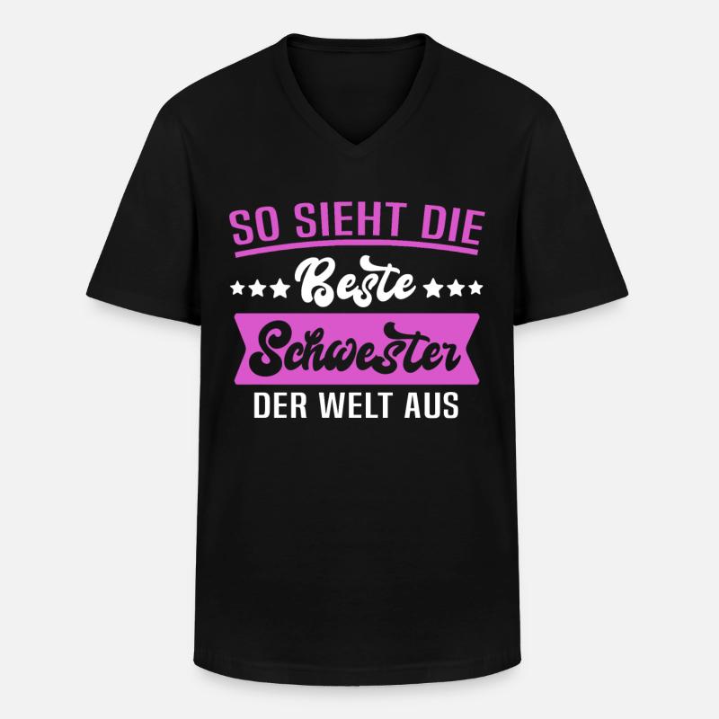 Beste Schwester Sprüche - Männer-T-Shirt mit V-Ausschnitt - Schwarz