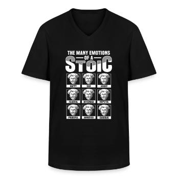 Le philosophe stoïcien Marc Aurèle Stoïcien - T-shirt col V Homme - noir - Devant - AI Model Male 178 dark (178cm)
