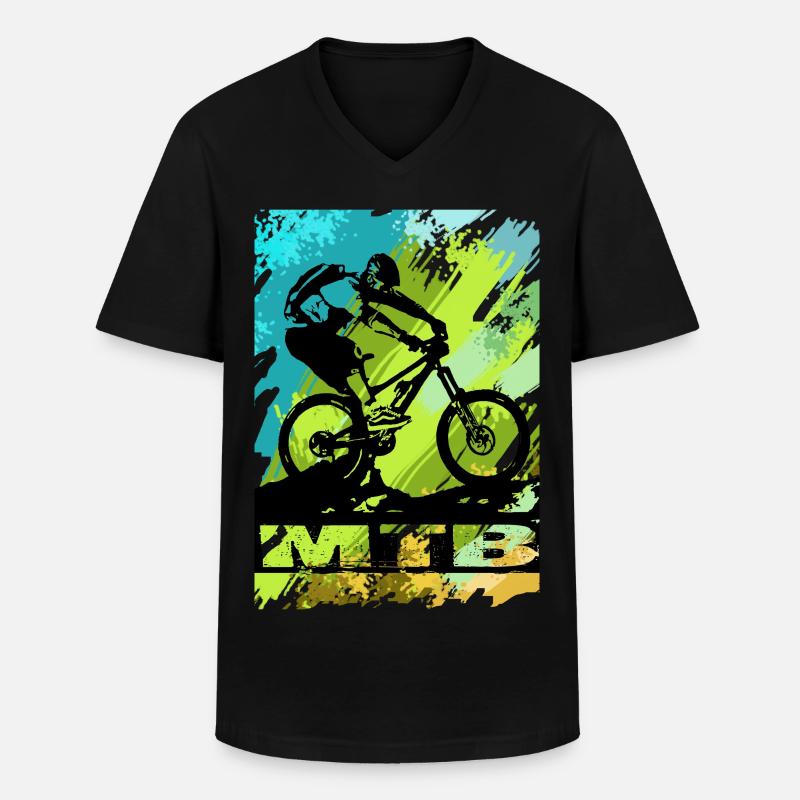 MTB Bike - Männer-T-Shirt mit V-Ausschnitt - Schwarz