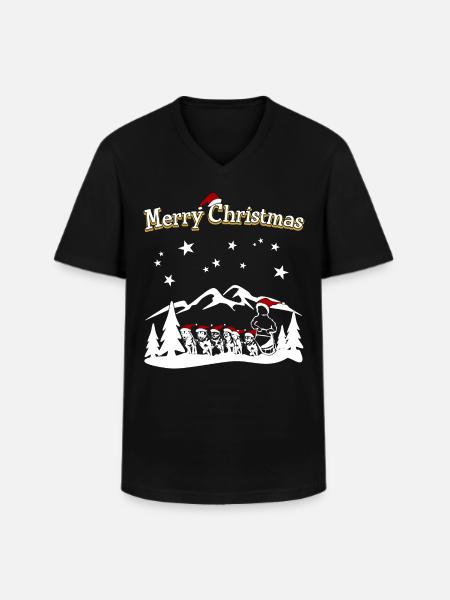 Husky Joyeux Noël - T-shirt col V Homme - noir