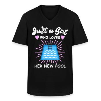 Pool Mädchen Poolbauer Poolbecken Schwimmen - Männer-T-Shirt mit V-Ausschnitt - Schwarz - Vorne - AI Model Male 178 dark (178cm)
