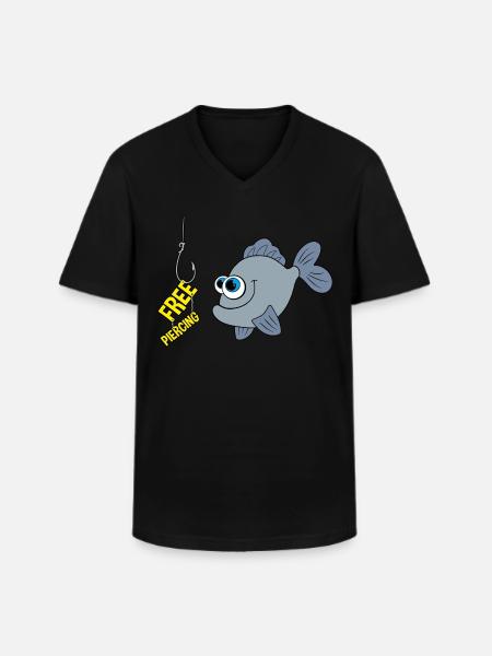 Free Piercing - Männer-T-Shirt mit V-Ausschnitt - Schwarz