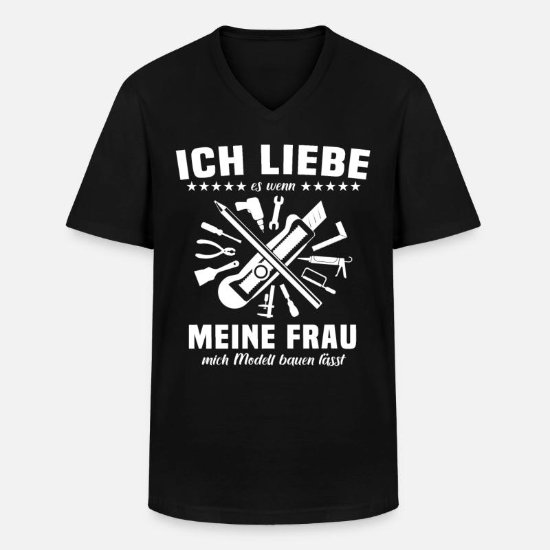 Modellbauer Sprüche Modellbau - Männer-T-Shirt mit V-Ausschnitt - Schwarz