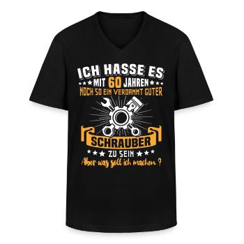 Schrauber 60. Geburtstag 60 Jahre Schrauben - Männer-T-Shirt mit V-Ausschnitt - Schwarz - Vorne - AI Model Male 178 dark (178cm)