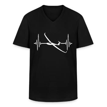 Planeur ECG Vol à voile Heartline Vol à voile - T-shirt col V Homme - noir - Devant - AI Model Male 178 dark (178cm)
