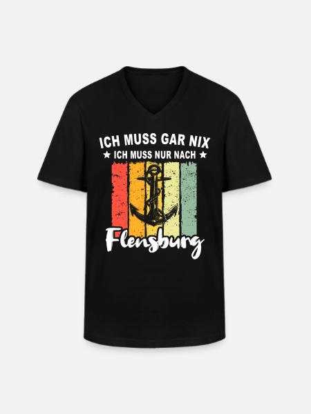Flensburg Sprüche Flensburger - Männer-T-Shirt mit V-Ausschnitt - Schwarz