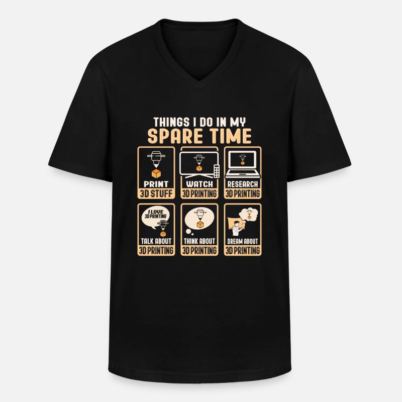 3D-udskrivningsdesign til en 3D-printerventilator - Klassisk herre T-shirt med V-udskæring - sort
