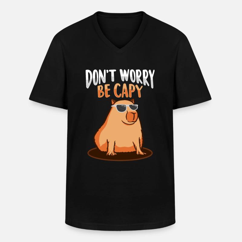 Capybara - Männer-T-Shirt mit V-Ausschnitt - Schwarz