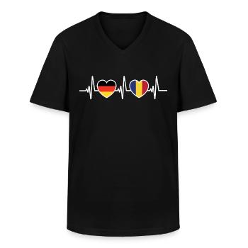 Germany and Romania Romanian flags - Men's V-Neck T-Shirt - black - Front - AI Model Male 178 dark (178cm)