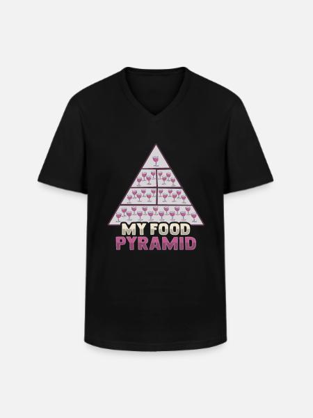 Lustiges Lebensmittelpyramide Rotweintrinker - Männer-T-Shirt mit V-Ausschnitt - Schwarz
