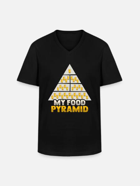 Lebensmittelpyramide für einen Biertrinker - Männer-T-Shirt mit V-Ausschnitt - Schwarz