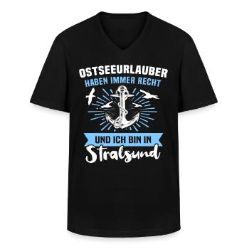 Urlaub Stralsund Sprüche - Männer-T-Shirt mit V-Ausschnitt - Schwarz - Vorne - AI Model Male 178 dark (178cm)