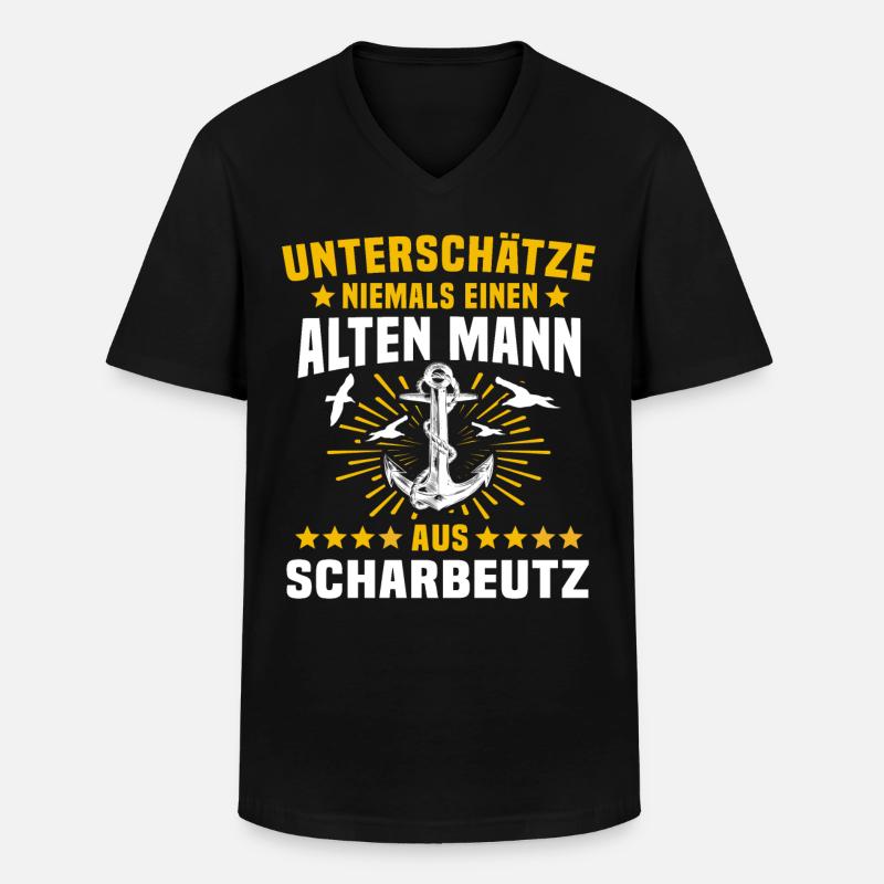 Scharbeutz Sprüche Scharbeutzer Ostsee - Männer-T-Shirt mit V-Ausschnitt - Schwarz