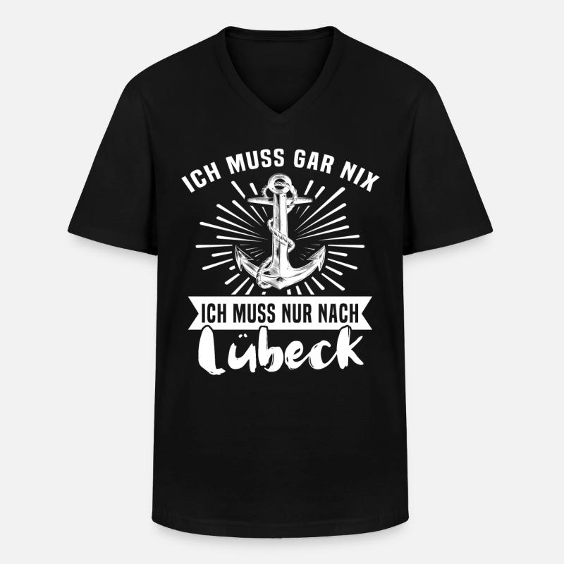 Lübeck - Männer-T-Shirt mit V-Ausschnitt - Schwarz