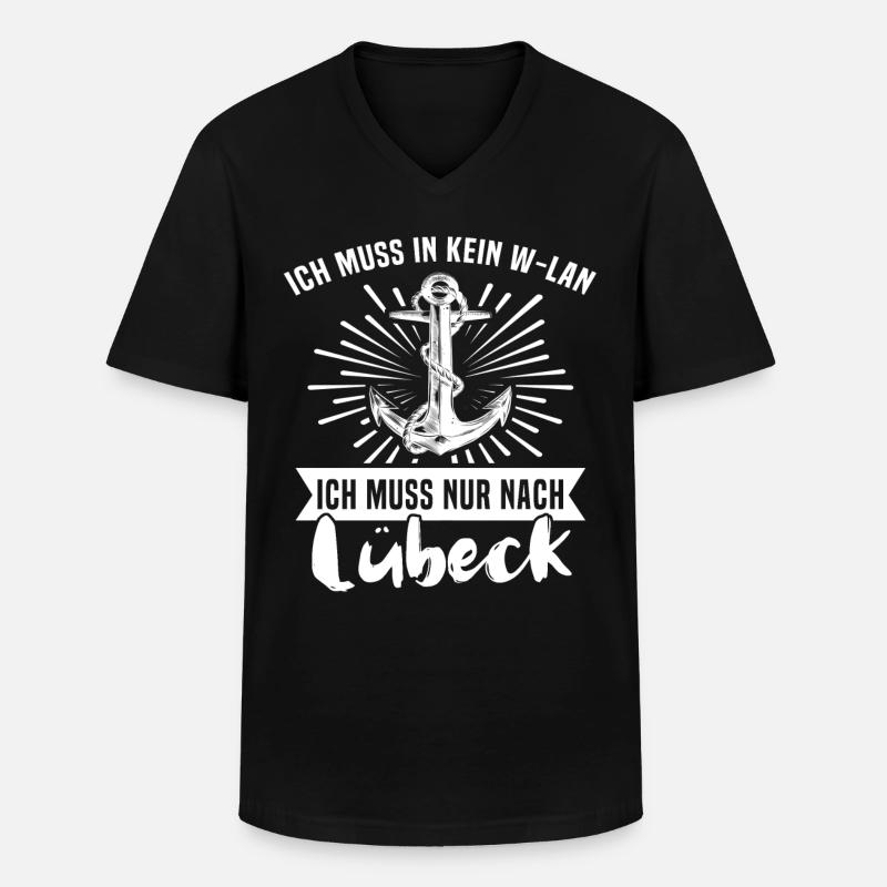 Lübeck - Männer-T-Shirt mit V-Ausschnitt - Schwarz
