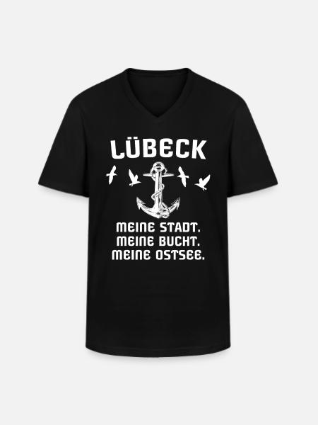 Lübeck - Männer-T-Shirt mit V-Ausschnitt - Schwarz