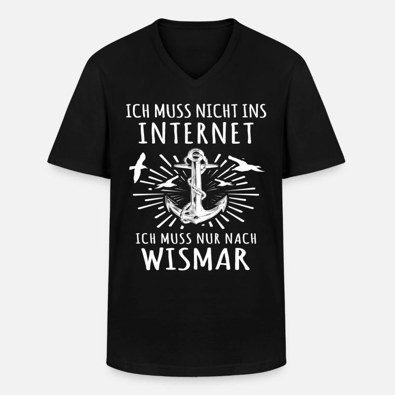 Wismar - Männer-T-Shirt mit V-Ausschnitt - Schwarz