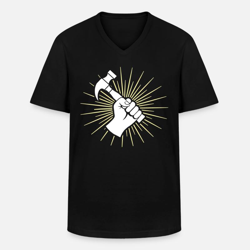 Dachdecker Dachdecken Dachdeckermeister - Männer-T-Shirt mit V-Ausschnitt - Schwarz
