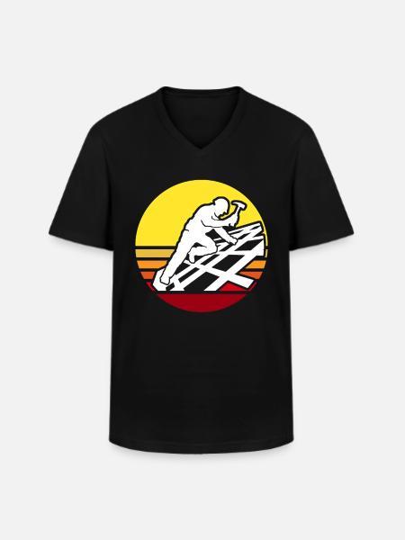 Dachdecker Dachdecken Dachdeckermeister - Männer-T-Shirt mit V-Ausschnitt - Schwarz