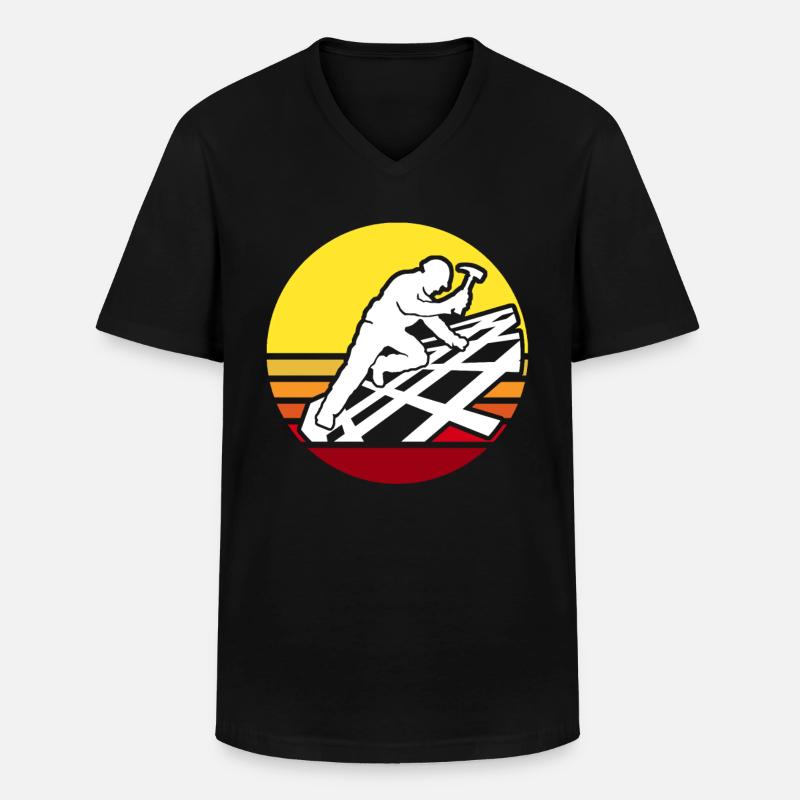 Dachdecker Dachdecken Dachdeckermeister - Männer-T-Shirt mit V-Ausschnitt - Schwarz