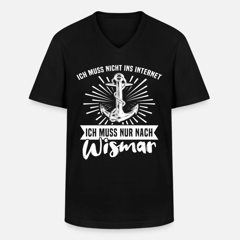 Wismar - Männer-T-Shirt mit V-Ausschnitt - Schwarz