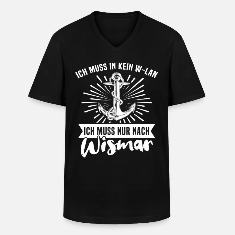 Wismar - Männer-T-Shirt mit V-Ausschnitt - Schwarz